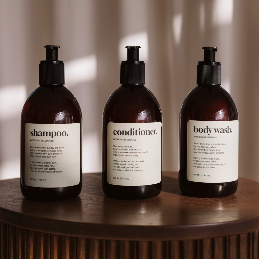 Selvklæbende Etiket Premium - Body Wash - Beige