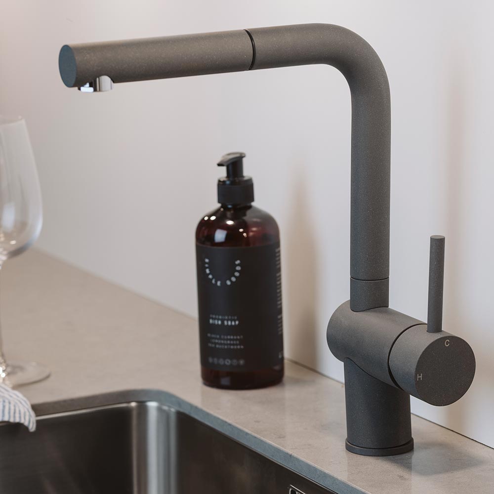 Blandingsbatteri Venedig - Udtrækkeligt Mundstykke - Silgranit Rockgrey