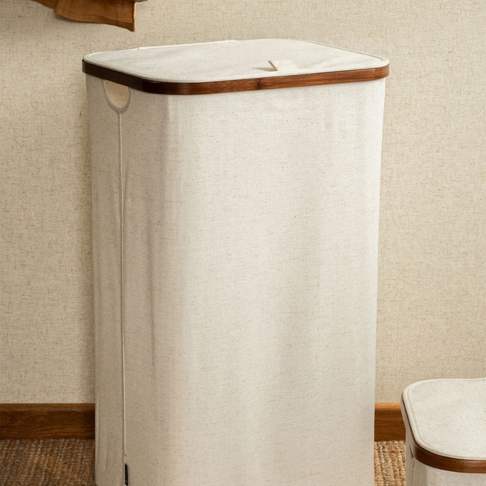 Vasketøjskurv med låg - Sand