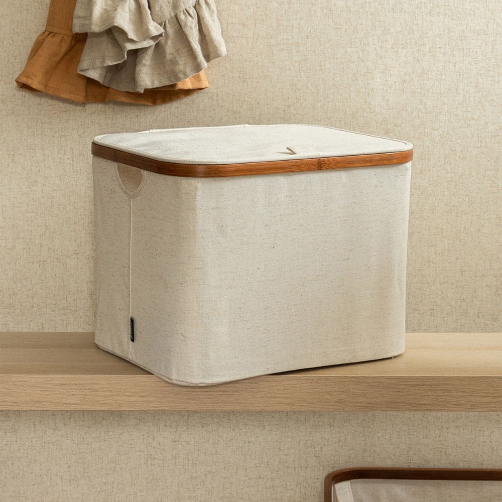 Opbevaringskurv Med Låg - Sand